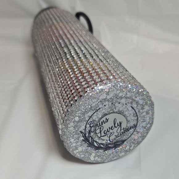 25oz Hand Placed Silver Rhinestone Water Bottle - Picture 6 of 7